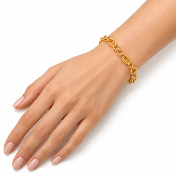 BRACCIALE ORO GIALLO CATENA LUCIDO LAVORATA