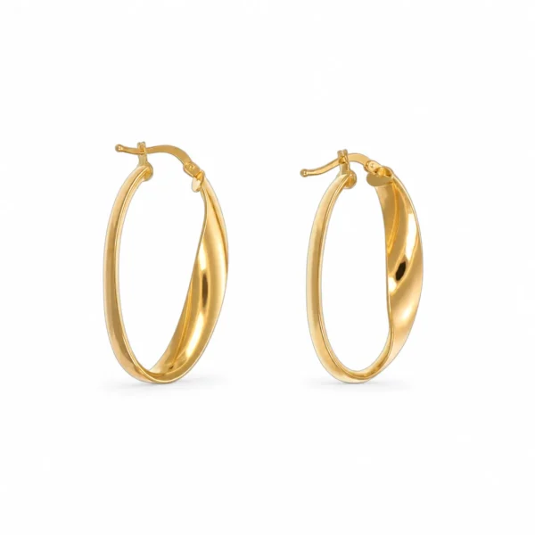 ORECCHINI ORO GIALLO CERCHI ONDA