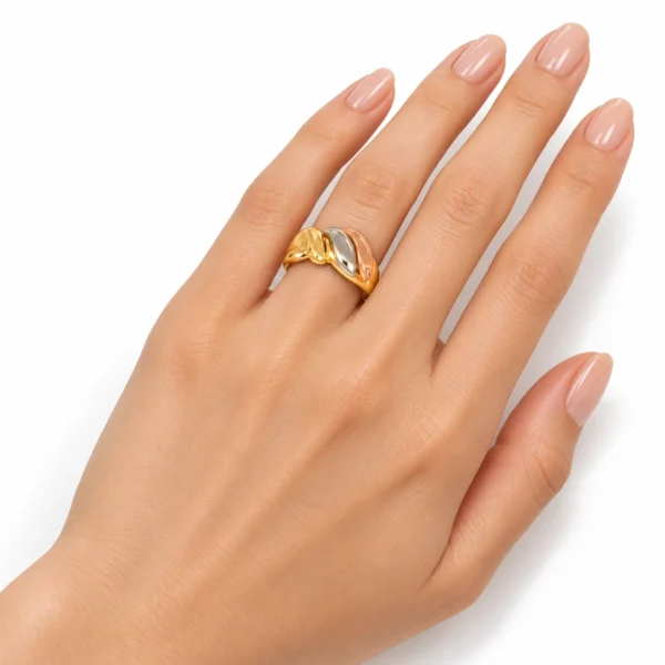 ANELLO TRE ORI FASCIA LUCIDO SATINATO