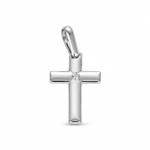 CIONDOLO ORO BIANCO CROCE CON DIAMANTI CHIMENTO KT 0.03 G VS1