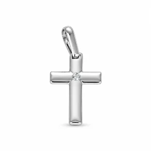 CIONDOLO ORO BIANCO CROCE CON DIAMANTI CHIMENTO KT 0.03 G VS1