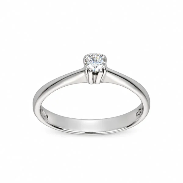 ANELLO ORO BIANCO SOLITARIO CON DIAMANTE KT 0.10