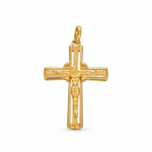 CIONDOLO ORO GIALLO CROCE CON GESÙ