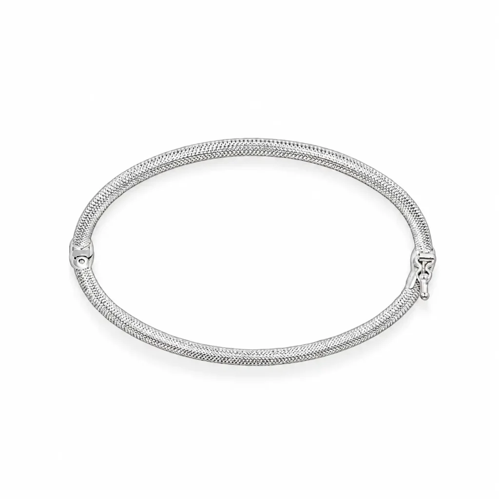 Bracciale oro bianco rigido luc satinato, oro 18 kt
