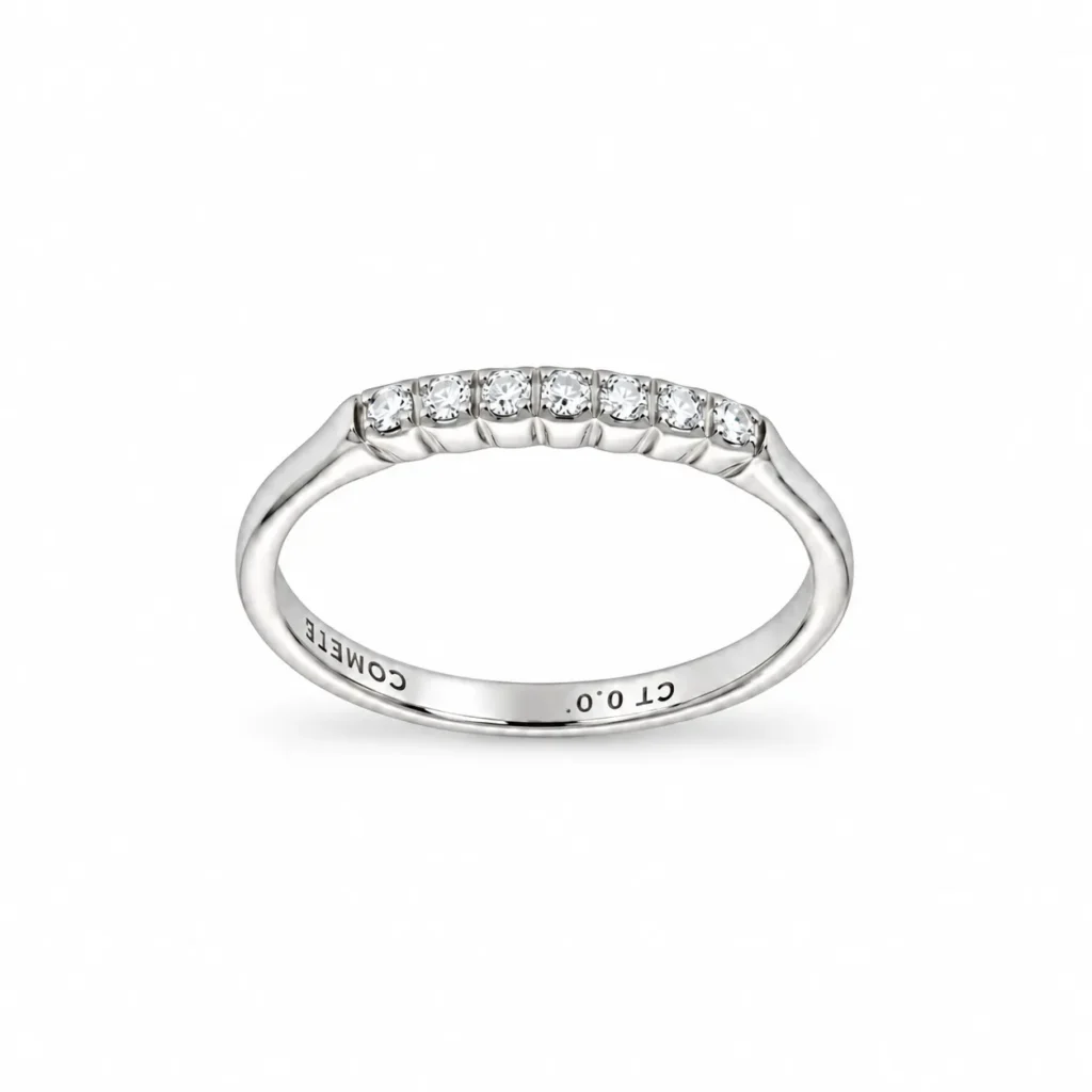 Anello riviera Comete in oro bianco 18 kt con fila di piccoli diamanti