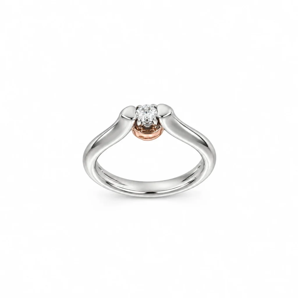 Anello due ori solitario con diamante Salvini KT 0.08 VVS f, oro 18 kt