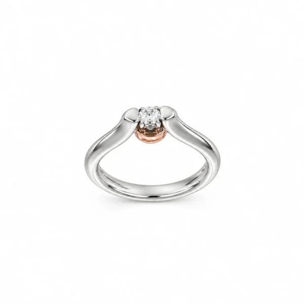 ANELLO DUE ORI SOLITARIO CON DIAMANTE SALVINI KT 0.08 VVS F