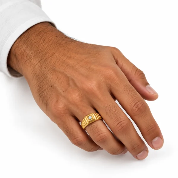 ANELLO ORO GIALLO CON ZIRCONE UOMO