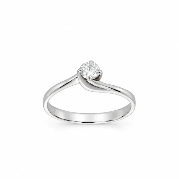 ANELLO ORO BIANCO SOLITARIO CON DIAMANTE KT 0.18 GVS1