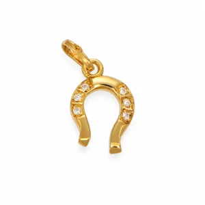 CIONDOLO ORO GIALLO FERRO DI CAVALLO CON ZIRC