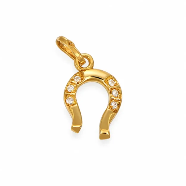 CIONDOLO ORO GIALLO FERRO DI CAVALLO CON ZIRC