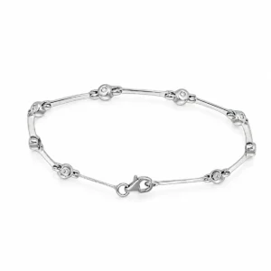 BRACCIALE ORO BIANCO FASCETTE SEMIRIGIDO CON DIAMANTI KT 0.01X8