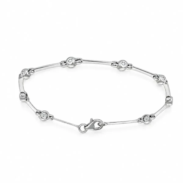 BRACCIALE ORO BIANCO FASCETTE SEMIRIGIDO CON DIAMANTI KT 0.01X8