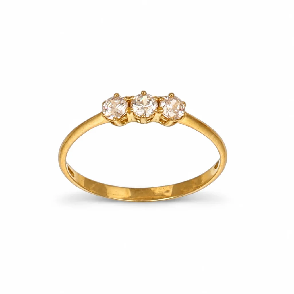 Anello oro giallo trilogy con zirconi, oro 18 kt