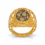 ANELLO DUE ORI RETE LAVORATO