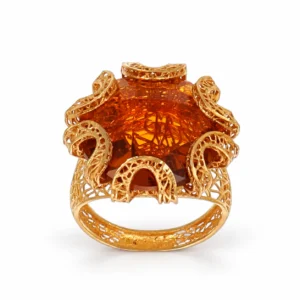 ANELLO ORO GIALLO CON PIETRA IDROTERMALE LAVORATO