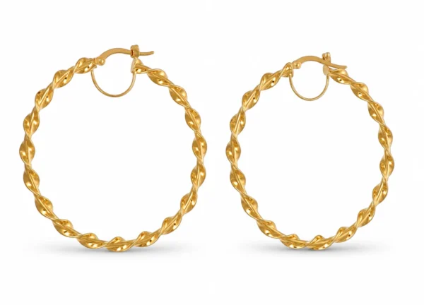 ORECCHINI ORO GIALLO CERCHI TORCION