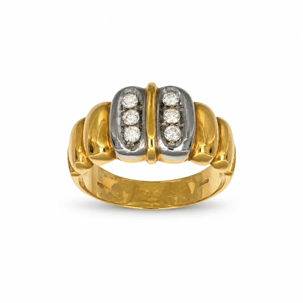 Anello due ori con diamanti