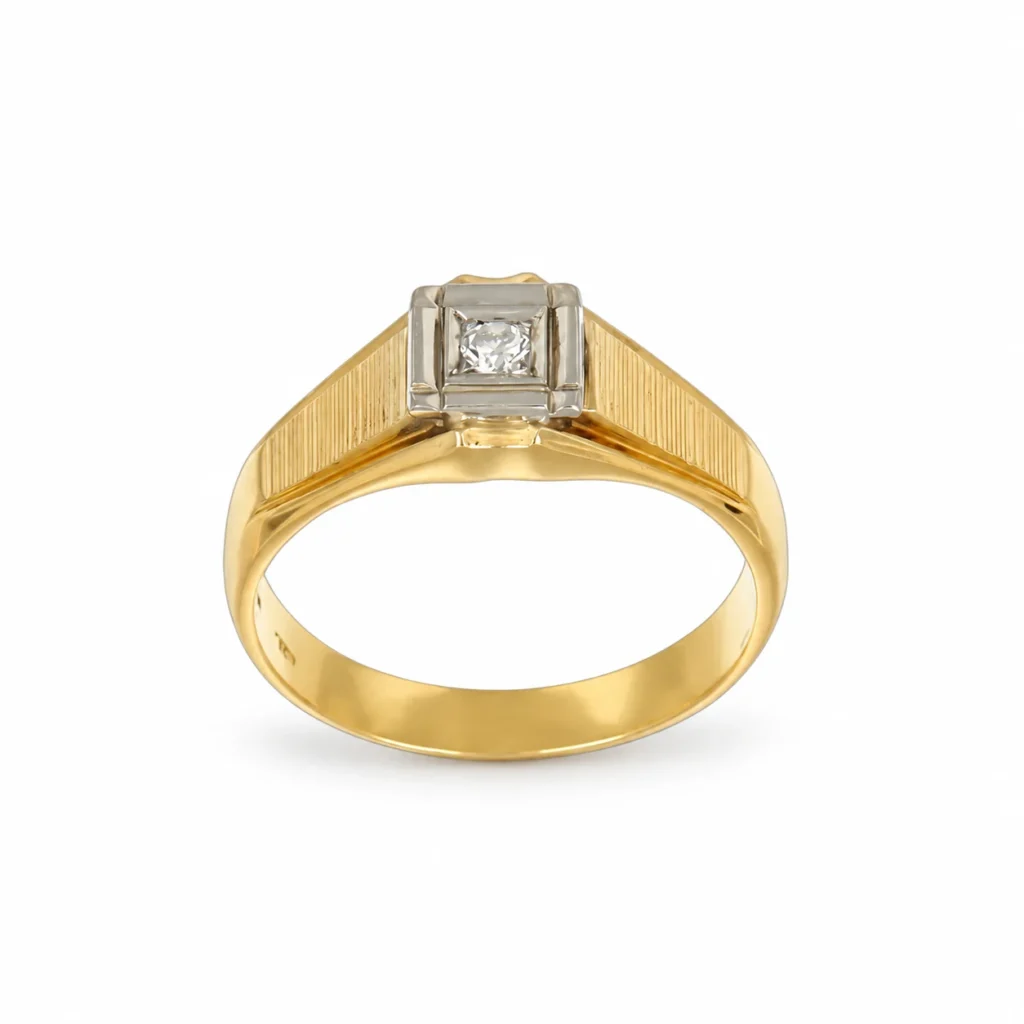 Anello due ori con diamanti KT 0.04 GVS1 gr 5.1, oro 18 kt