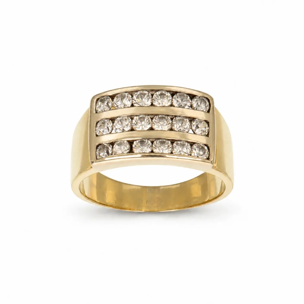 Anello due ori fascia con zirconi