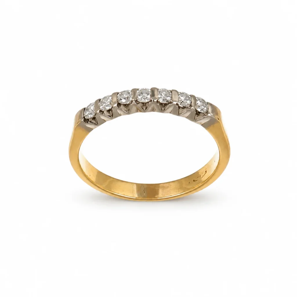Anello due ori riviera con diamanti KT 0.02X7 GVS1, oro 18 kt
