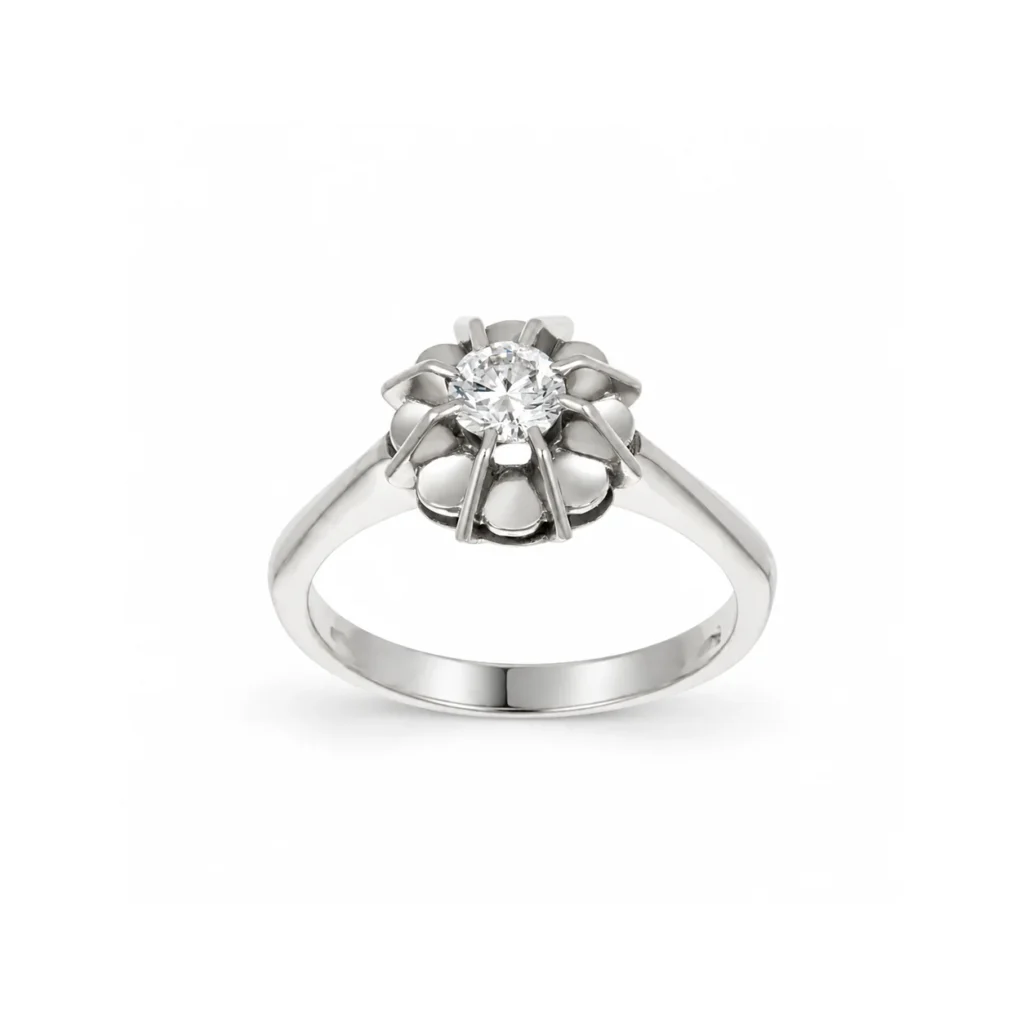 Anello oro bianco con diamante
