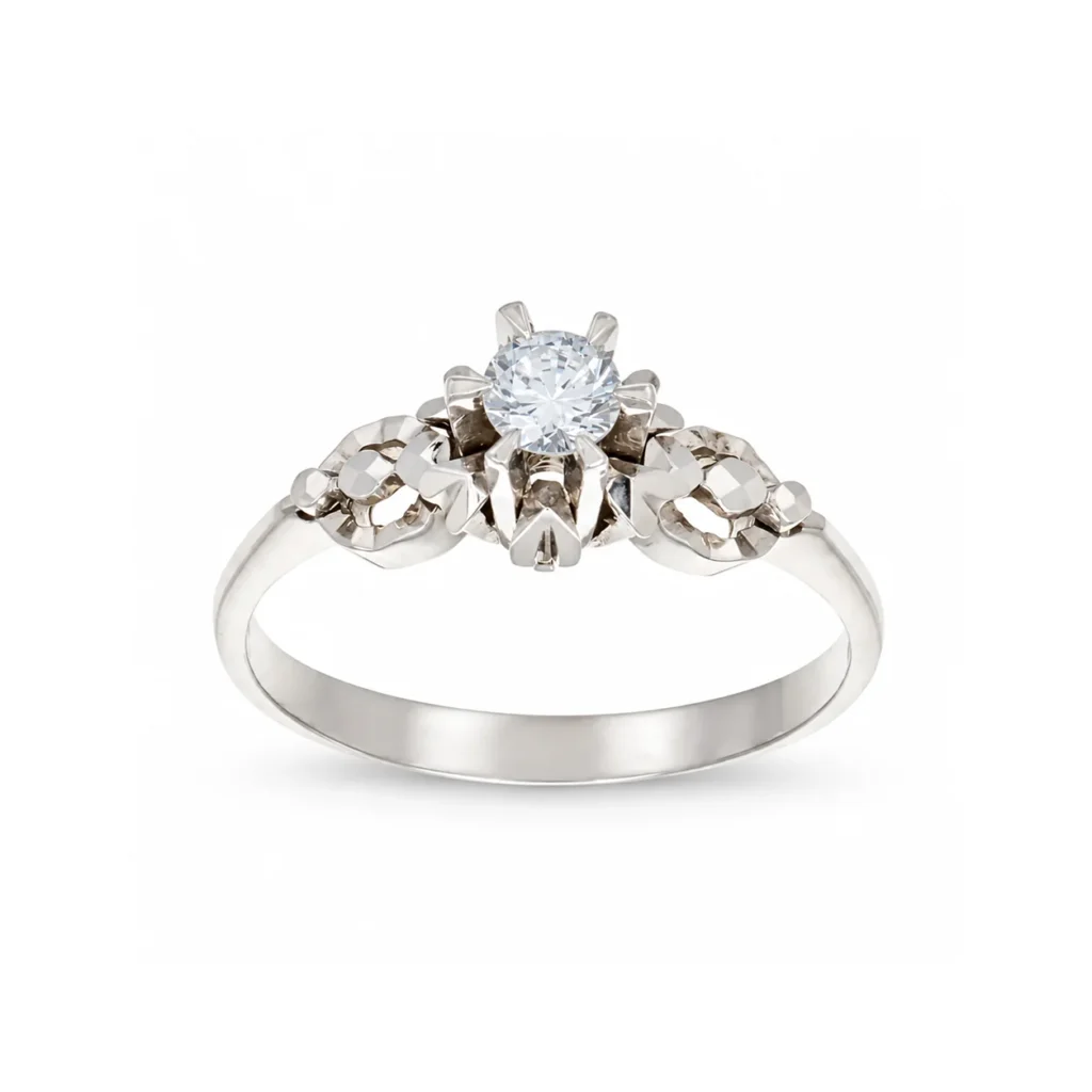 Anello oro bianco con diamante