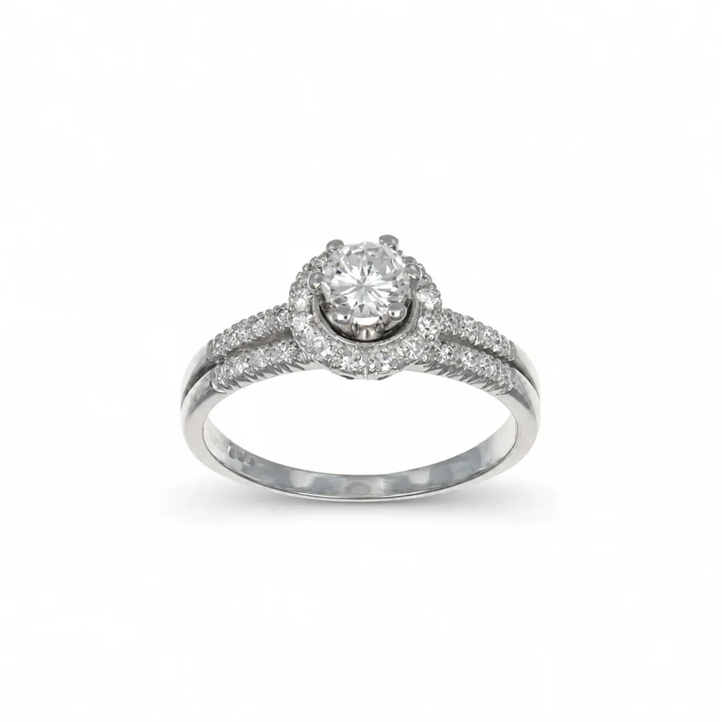 Anello oro bianco con diamanti, oro 18 kt