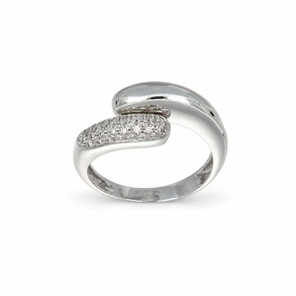 Anello oro bianco con diamanti contrarie KT 0.01X35 GVS1, oro 18 kt