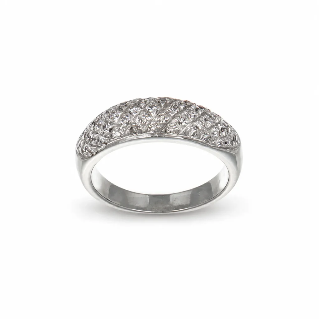 Anello oro bianco con pavè di diamanti KT 0.23 GVS1, oro 18 kt