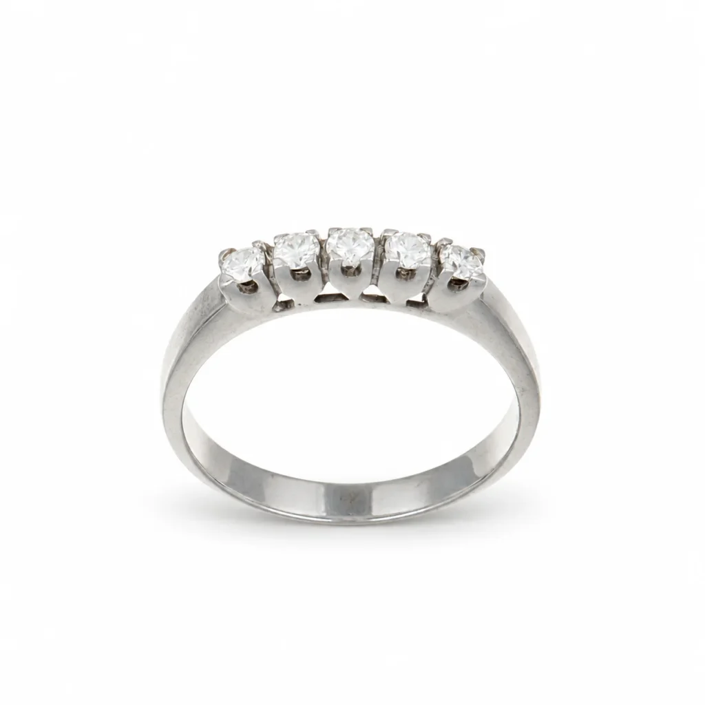 Anello oro bianco riviera con diamanti, oro 18 kt