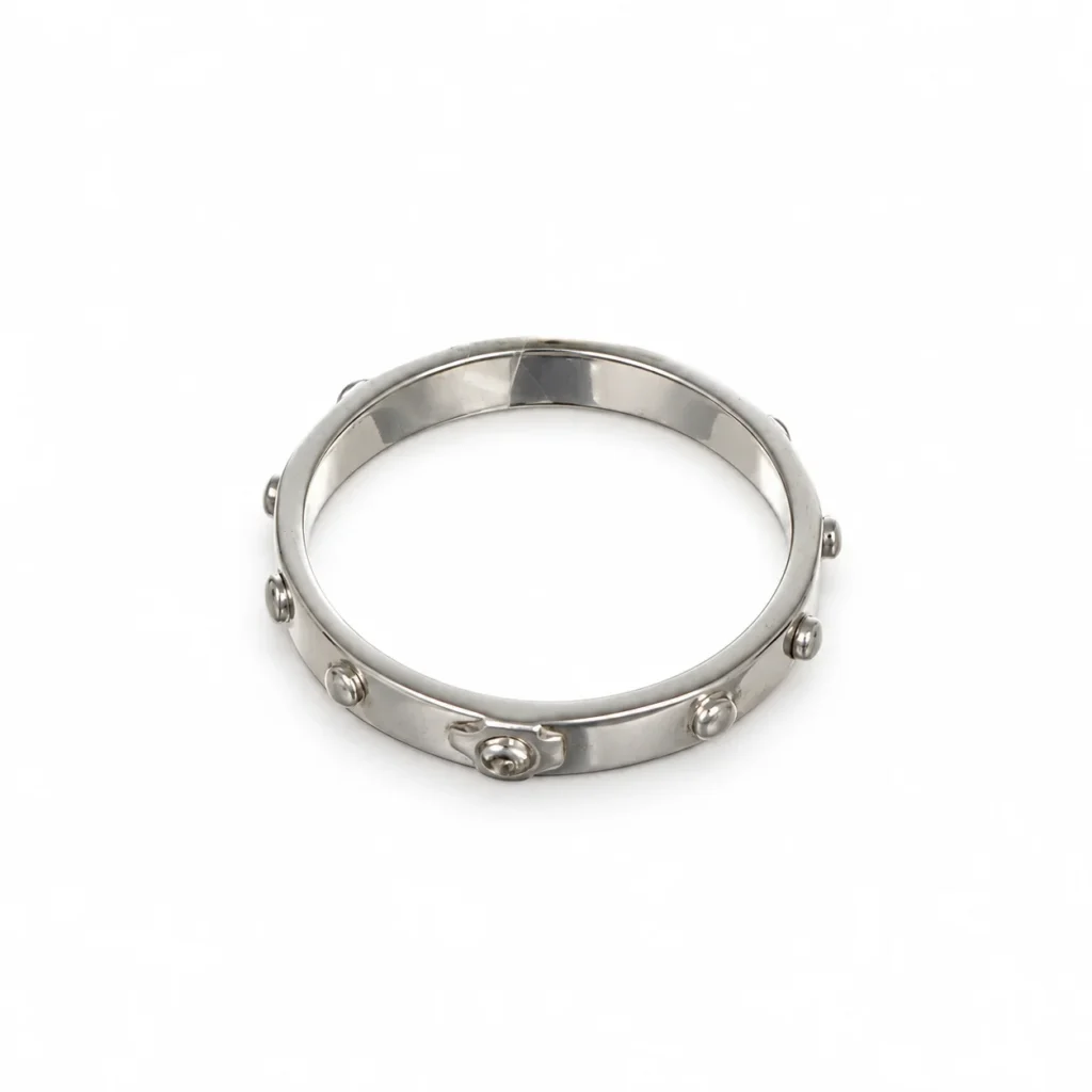 Anello oro bianco rosario, oro 18 kt