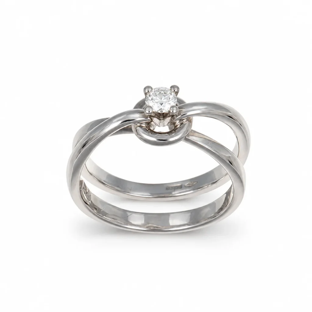 Anello oro bianco solitario con diamante