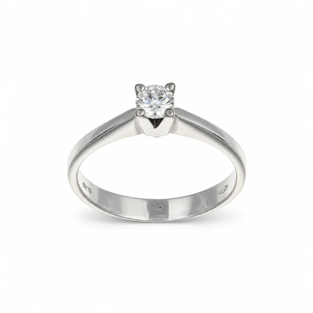 Anello oro bianco solitario con diamante