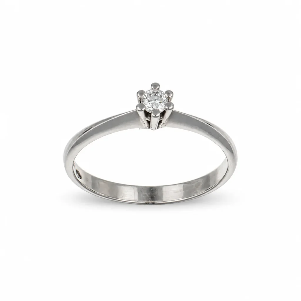 Anello oro bianco solitario con diamante