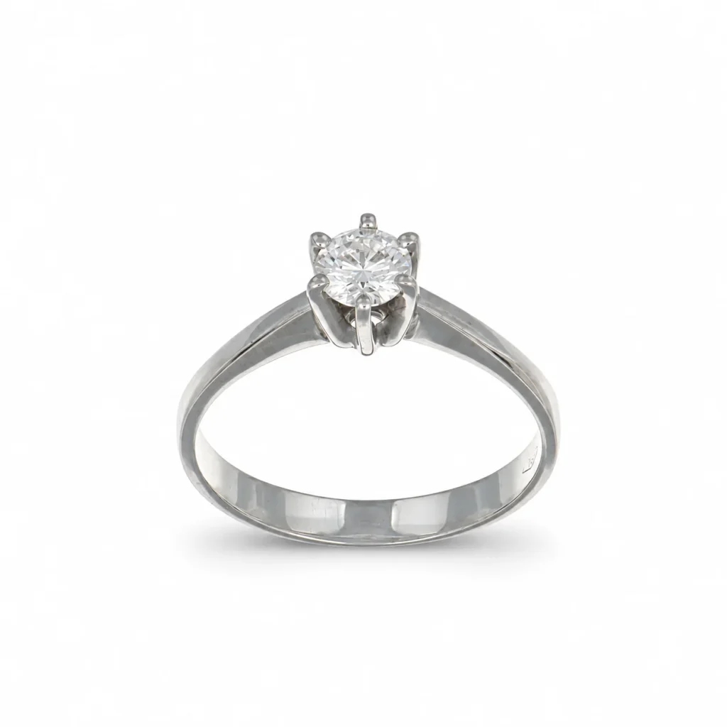 Anello oro bianco solitario con diamante