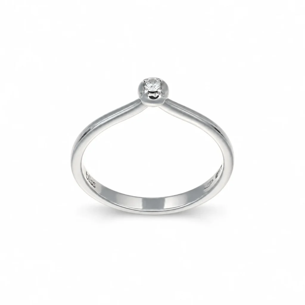 Anello oro bianco solitario con diamante