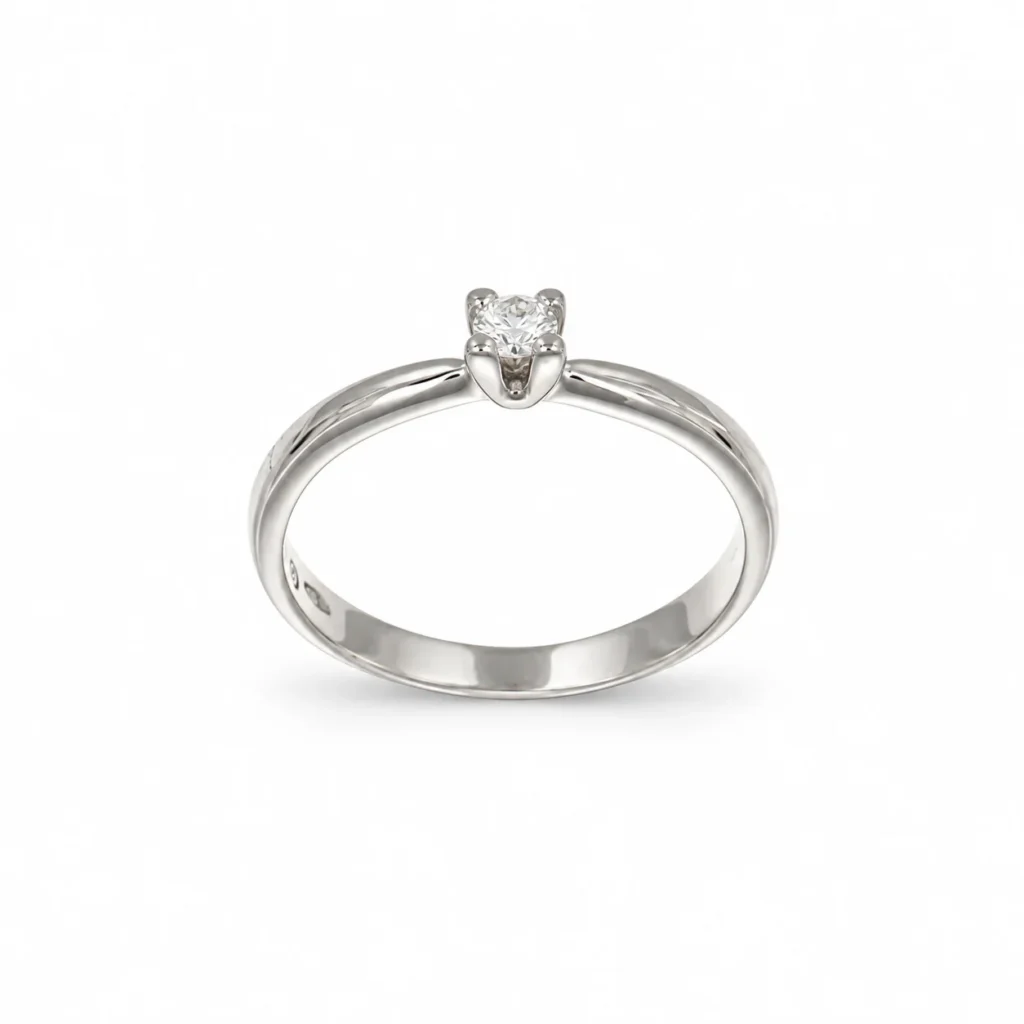 Anello oro bianco solitario con diamante