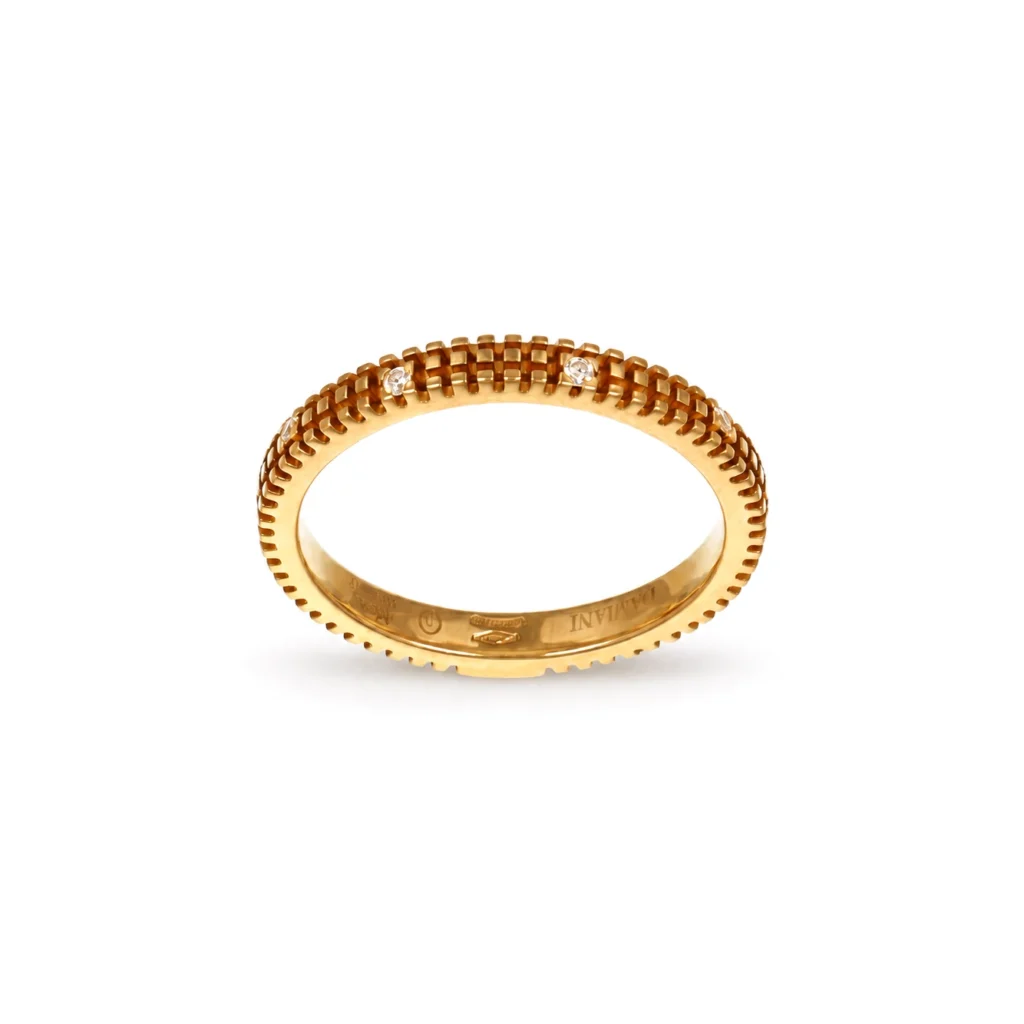 Anello oro giallo con diamanti fascia metropolitan dream, oro 18 kt