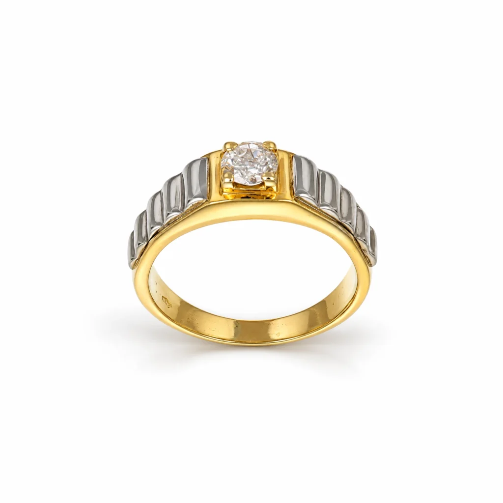 Anello oro giallo con zircone, oro 18 kt