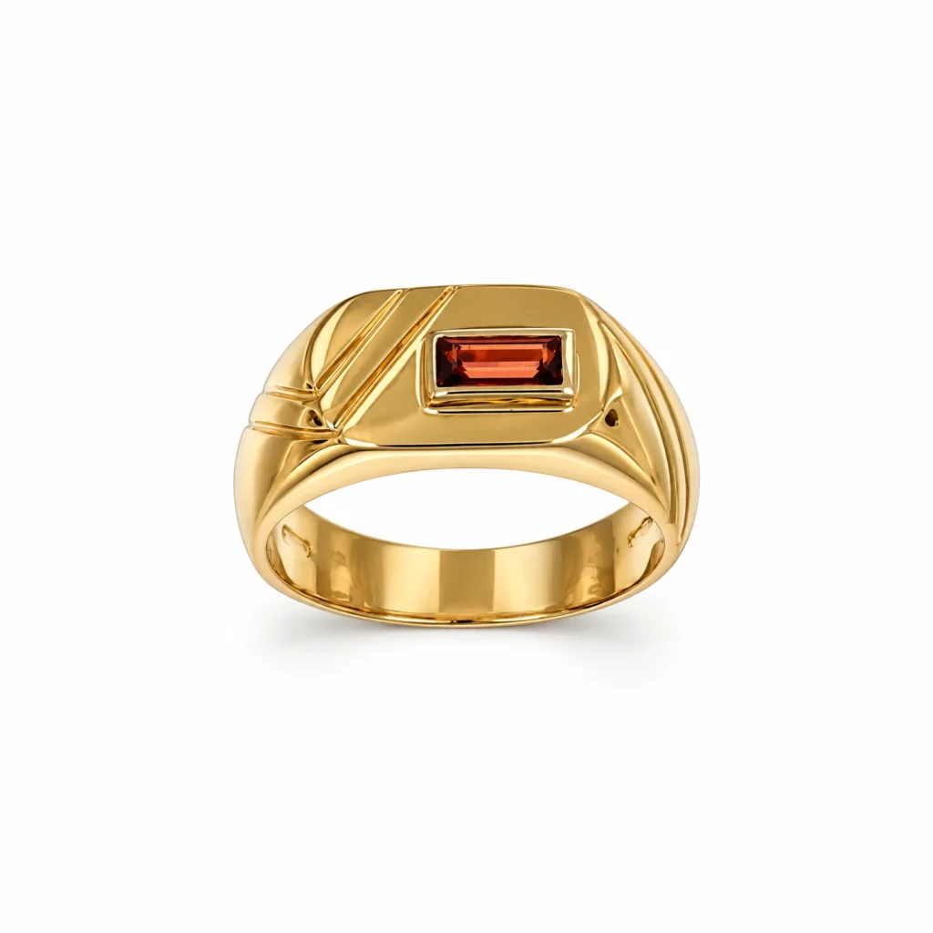 Anello oro giallo con zirc ruggine, oro 18 kt
