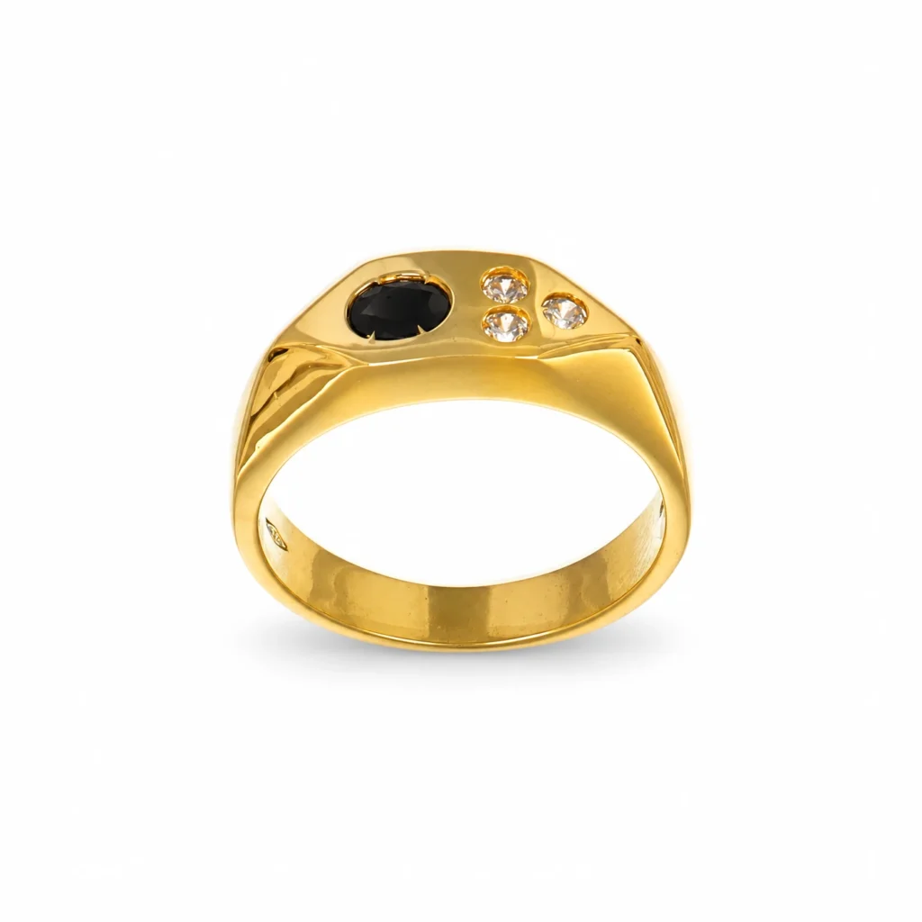 Anello oro giallo con zirconi uomo, oro 18 kt