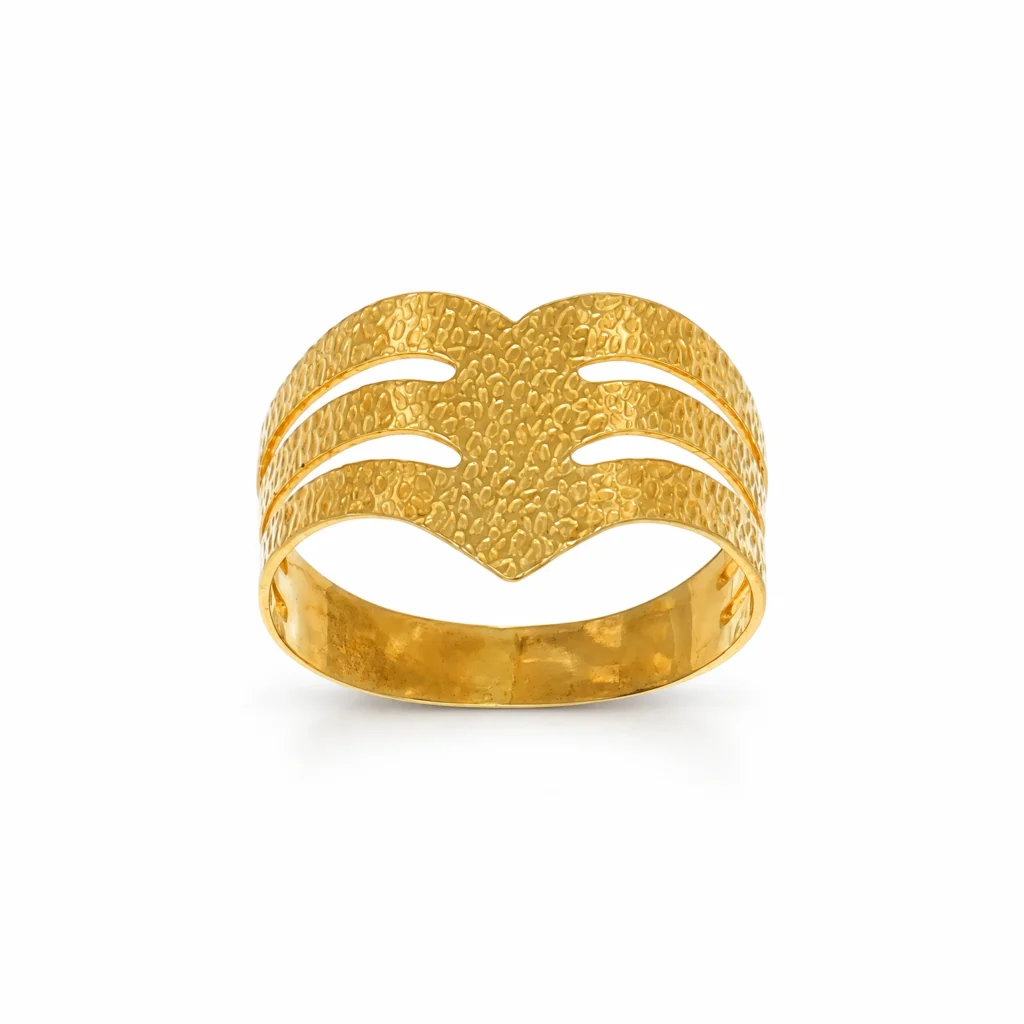 Anello oro giallo fascia a v satinata, oro 18 kt
