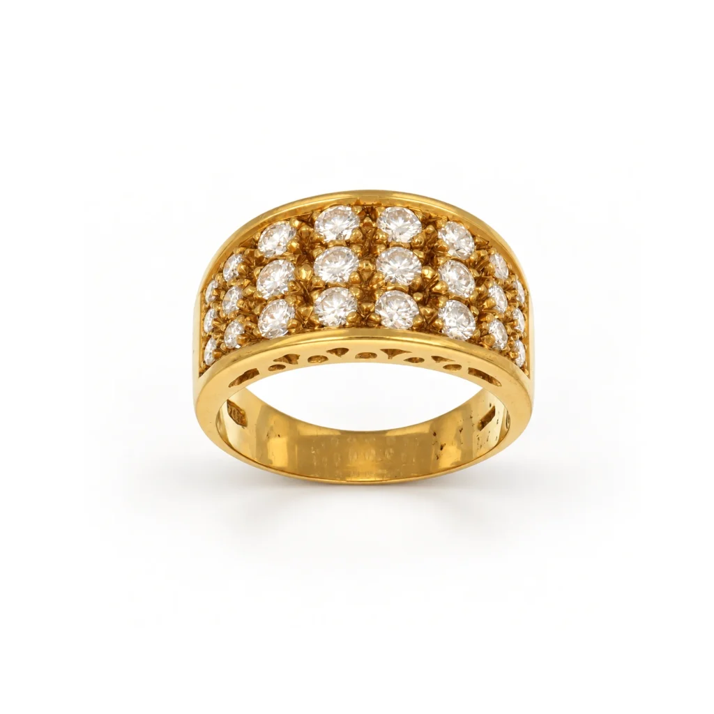 Anello oro giallo fascia diamanti, oro 18 kt