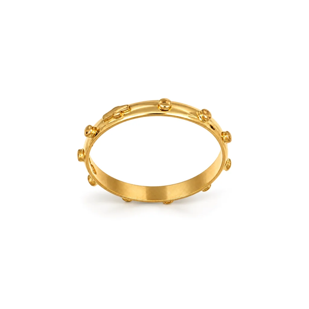 Anello oro giallo rosario, oro 18 kt