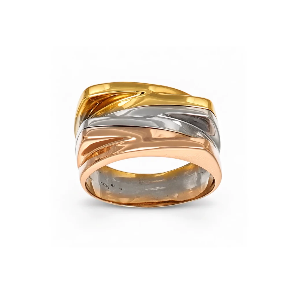 Anello tre ori fascia, oro 18 kt