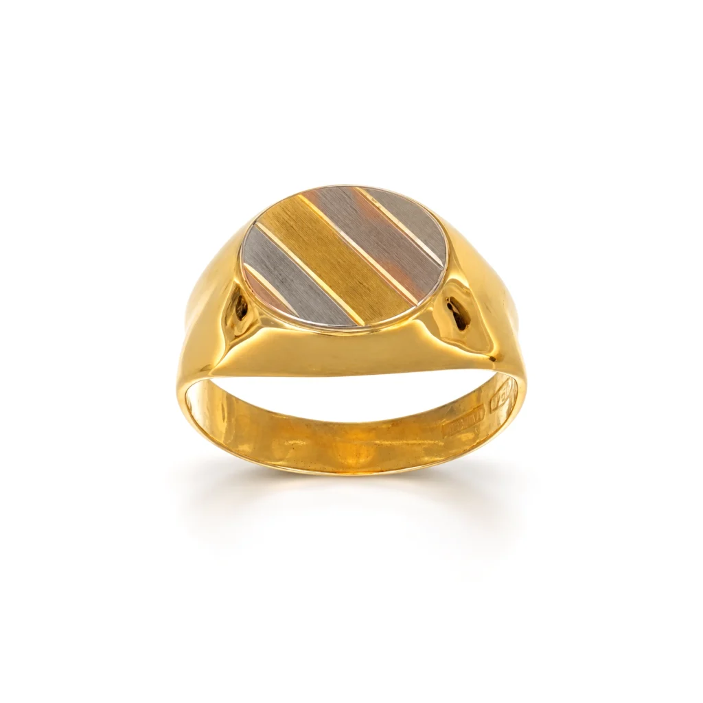 Anello tre ori lucido satinato uomo, oro 18 kt