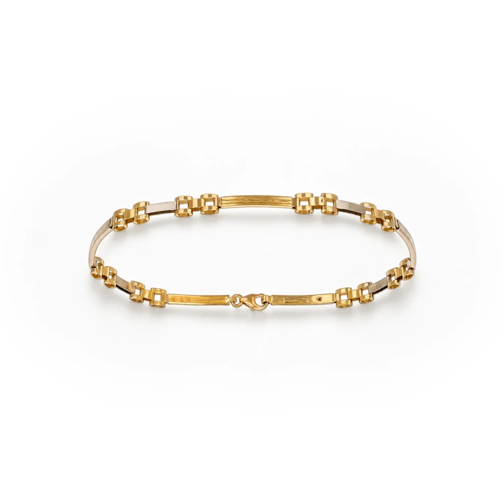 Bracciale 2 ori fascette semirigido, oro 18 kt, lunghezza 20,2 cm