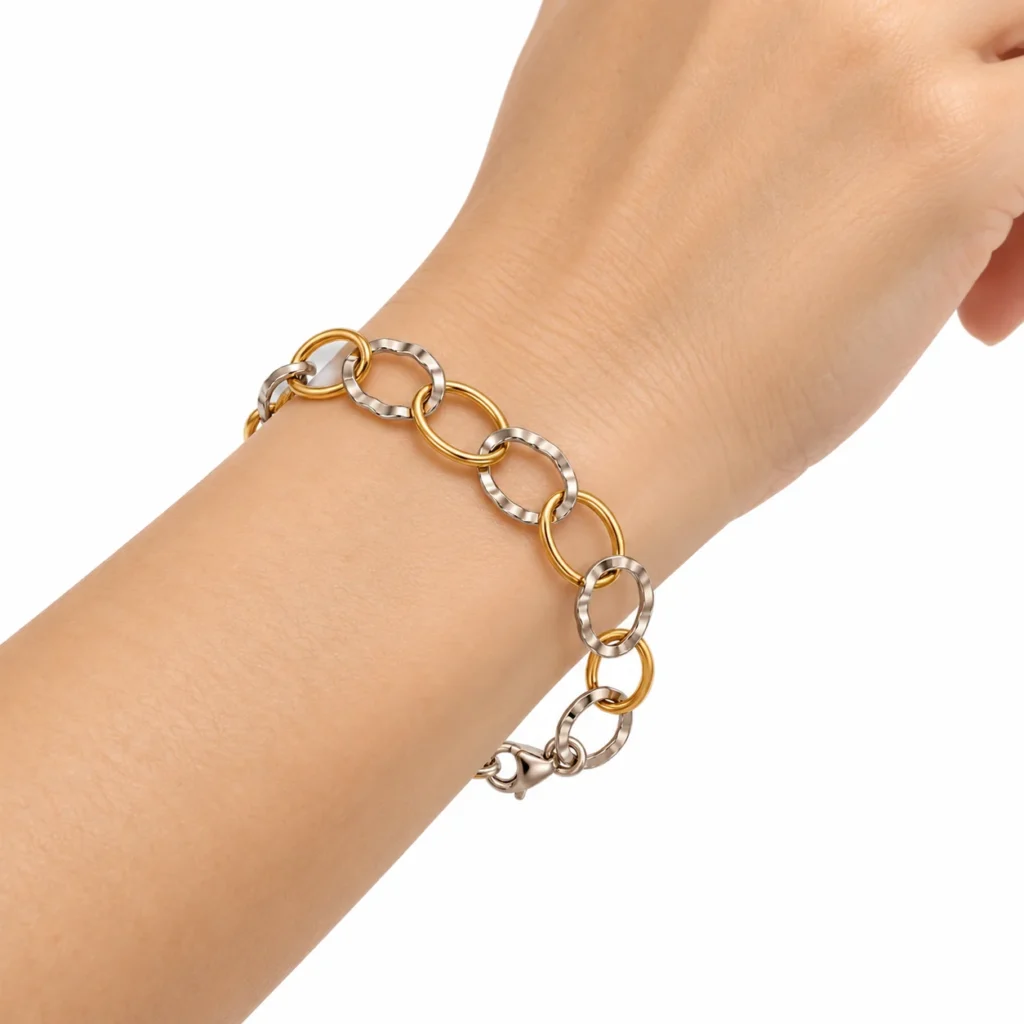 bracciale catena due ori 18 kt