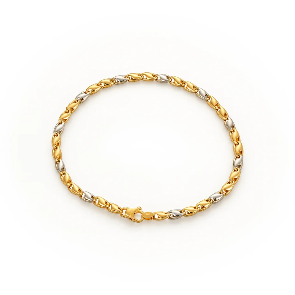 Bracciale due ori Cerini, oro 18 kt, lunghezza 21 cm